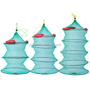 Floating cages aquaculture fish farming Foldable Fishing Net  Mesh Crab Cage Spring Telescopic with Knotted Net