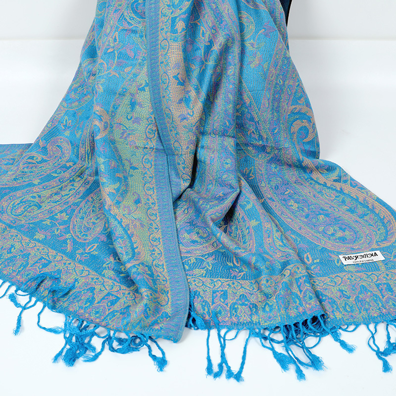 Custom Pashmina Shawl Ladies Ethnic Retro Scarves Four Seasons Cashew Jacquard Cotton Scarf