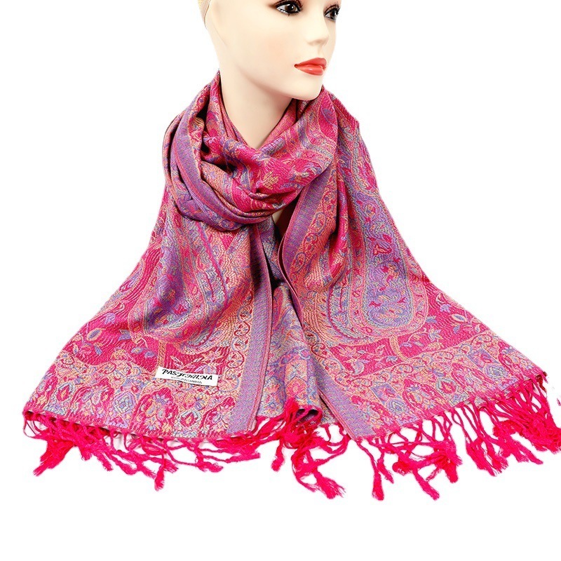 Custom Pashmina Shawl Ladies Ethnic Retro Scarves Four Seasons Cashew Jacquard Cotton Scarf