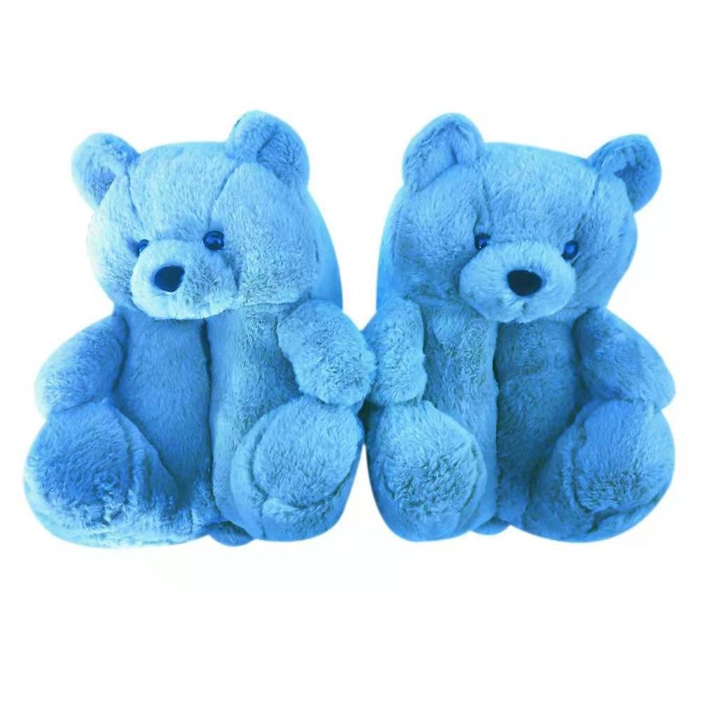 Cheap custom lovely animals plush slipper cute teddy bear bedroom indoor warm winter slipper for girls