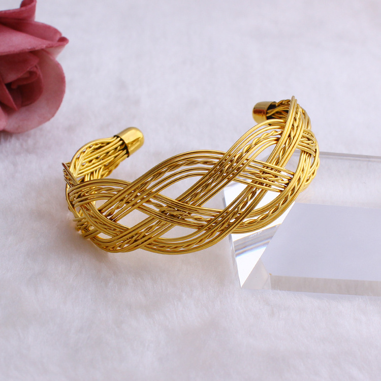 FS Simple Design Gold Plated Bangle Trendy African Jewelry For Gift