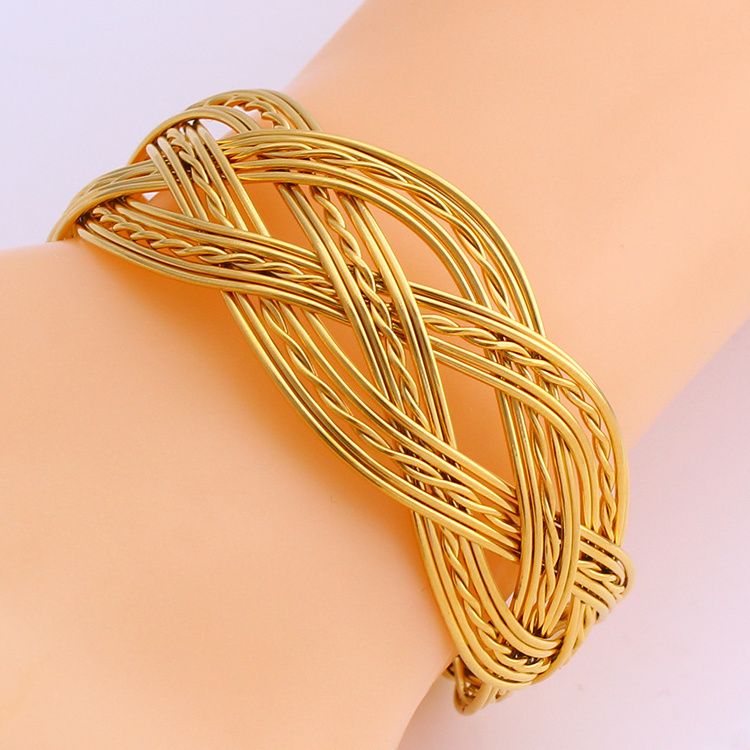 FS Simple Design Gold Plated Bangle Trendy African Jewelry For Gift