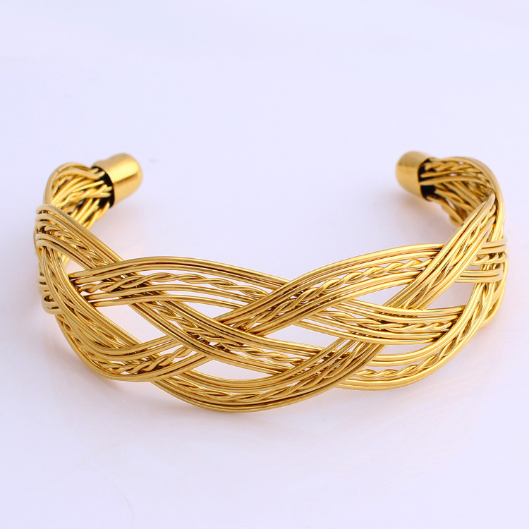 FS Simple Design Gold Plated Bangle Trendy African Jewelry For Gift