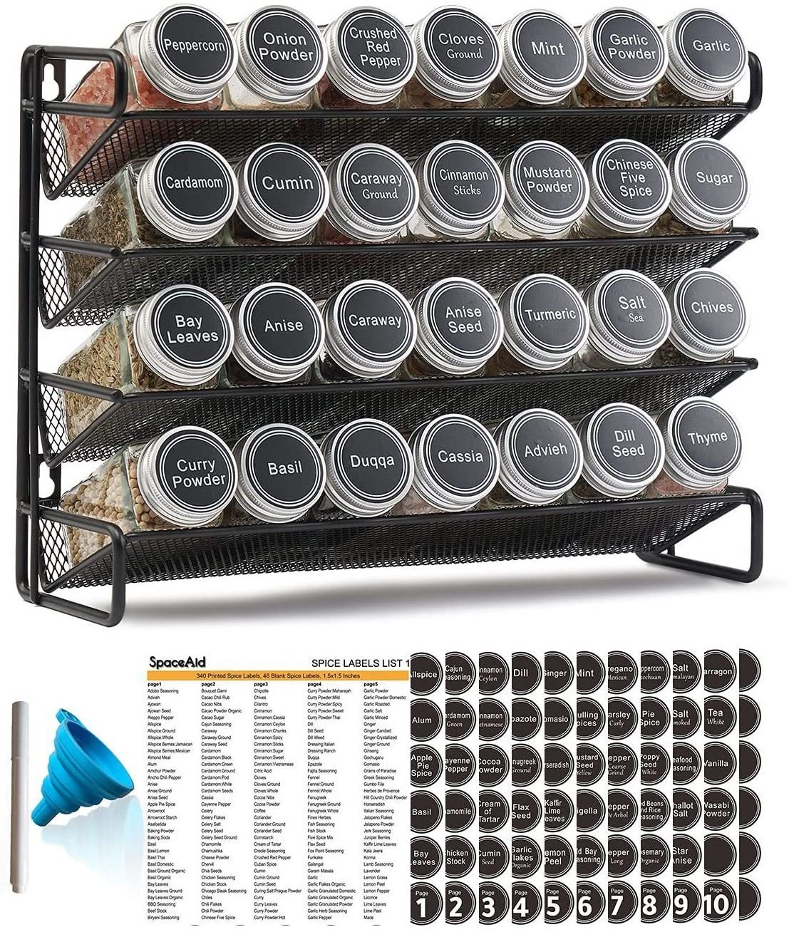 4-Tier Countertop Spice Rack Storage Organizer Shelf Metal Shelving Rack Organizer For Cabinet