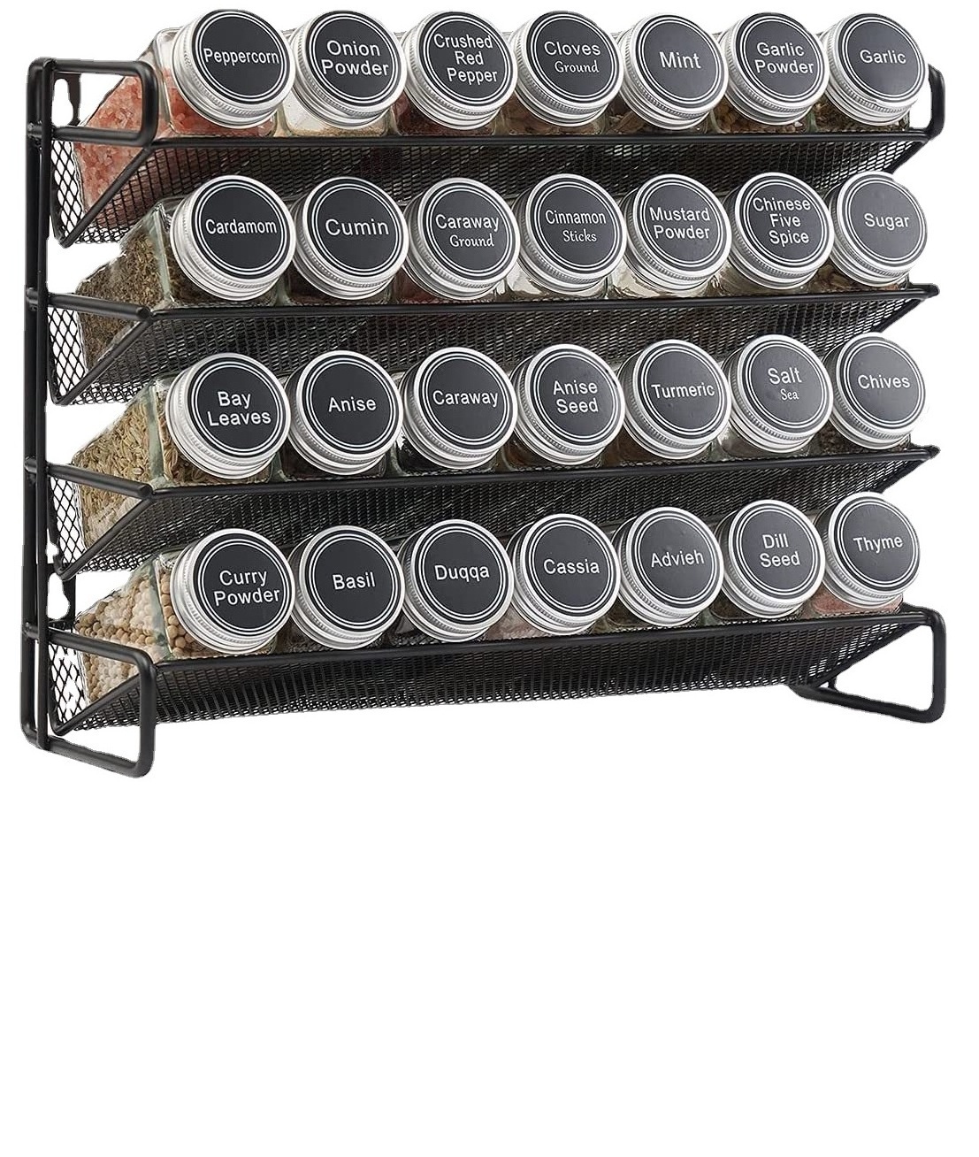 4-Tier Countertop Spice Rack Storage Organizer Shelf Metal Shelving Rack Organizer For Cabinet