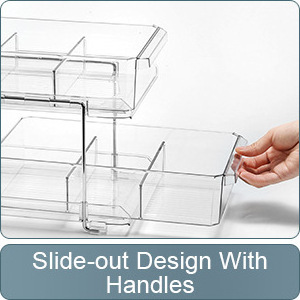 2 Tier Clear Acrylic Organizer With Dividers Slide-Out Storage Container Kitchen Pantry Medicine Cabinet Storage Bins