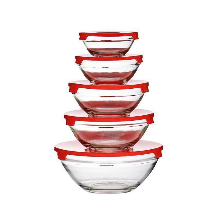 5 Pack Kitchen Glass Bowl Set Glass Organizer For Food