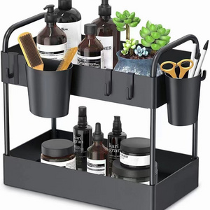 Popular Under Sink Organizer With Anti-slip Pads & Hooks 2 Tier Pull-Out Storage Rack Shower Caddy Shelf