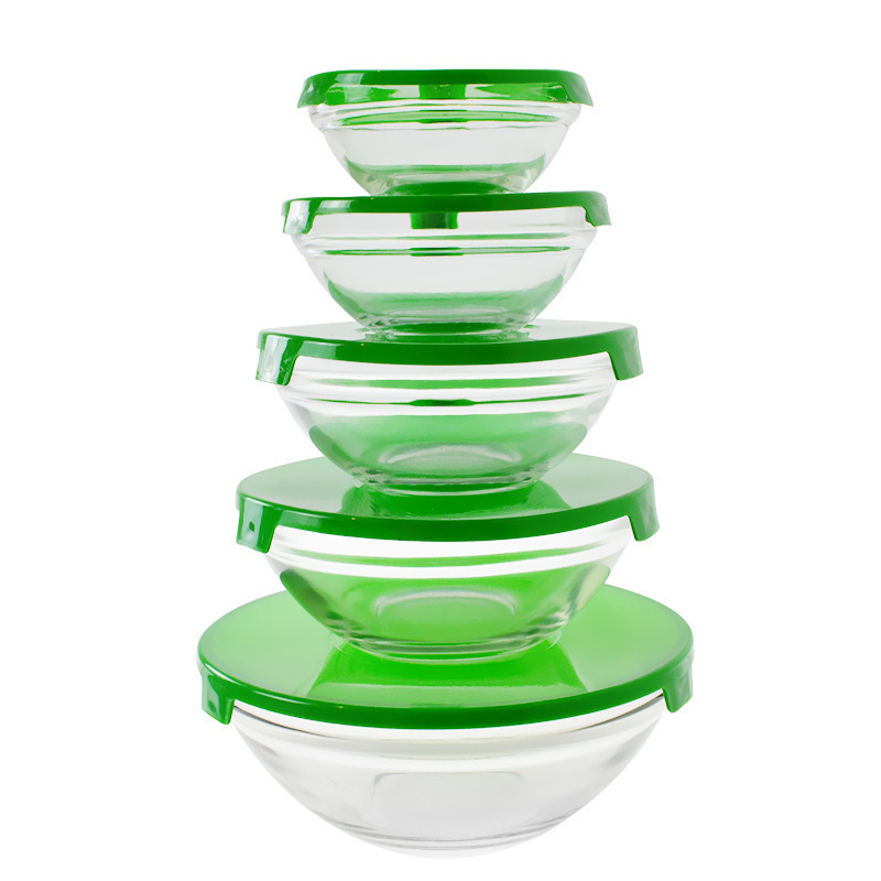 5 Pack Kitchen Glass Bowl Set Glass Organizer For Food