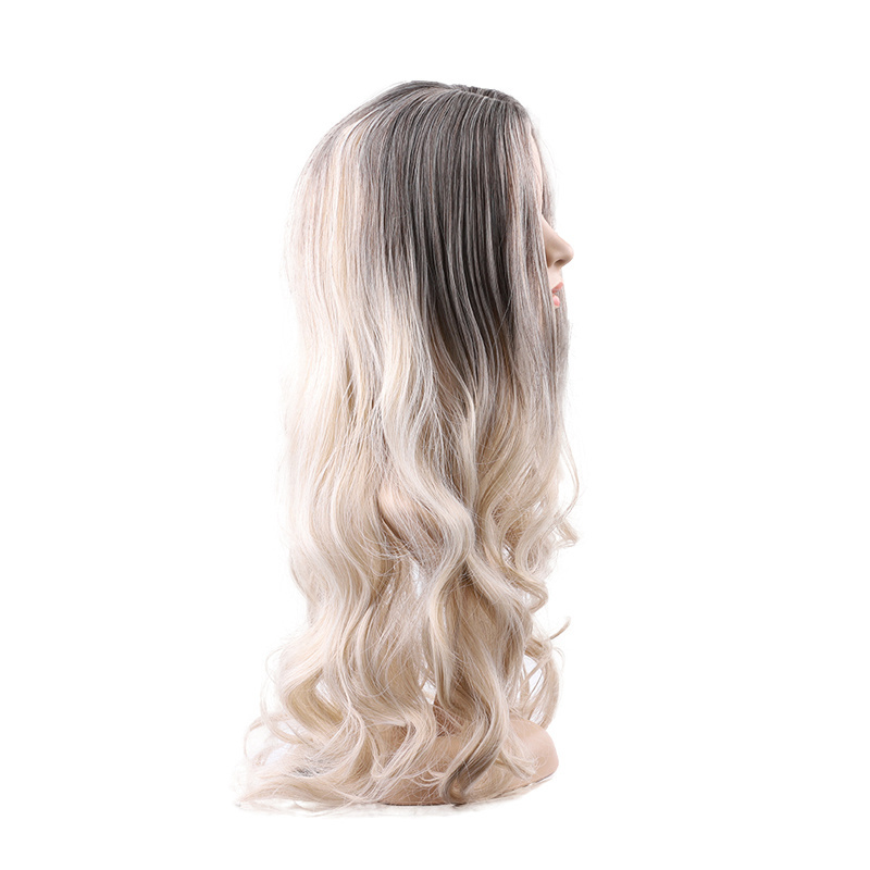 Water Wave Synthetic Hair Wigs Matte Full Lace Cheap Wholesale 10 Colors Elastic Lace Long Hair Wig for Caucasian Women 65cm