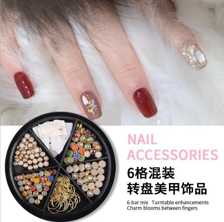 New nail art decoration metal rivets drill pearl 3D butterfly 12 mixed style accessories  rotary plate nail accessories