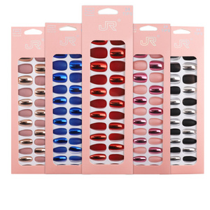 24pcs/box Packaging Press on Nail Wholesale Nails Matte Gel Polish UV Press On Coloured Pre-Glue False Nails