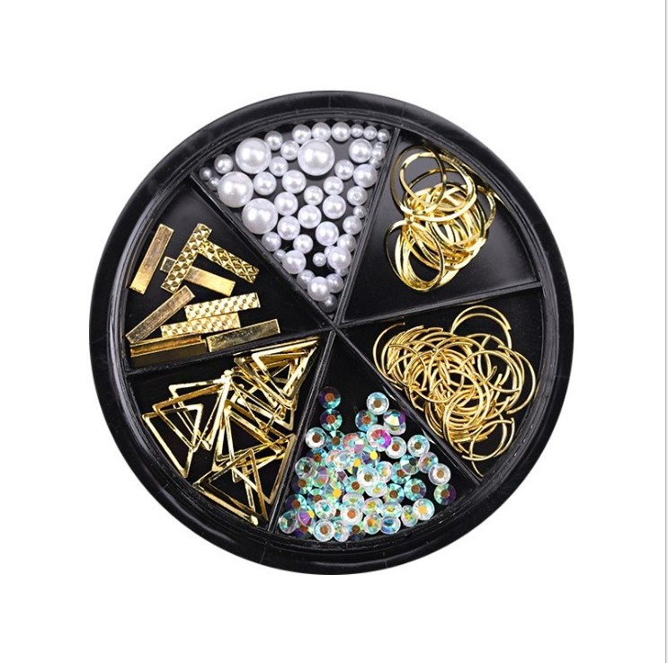 New nail art decoration metal rivets drill pearl 3D butterfly 12 mixed style accessories  rotary plate nail accessories