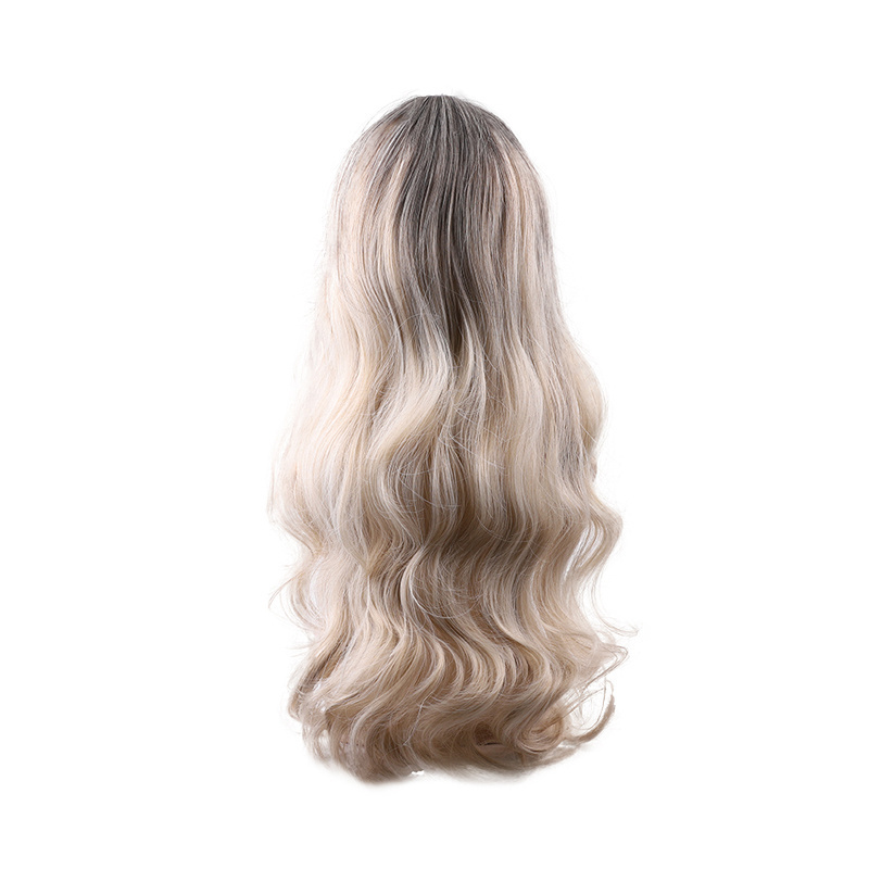 Water Wave Synthetic Hair Wigs Matte Full Lace Cheap Wholesale 10 Colors Elastic Lace Long Hair Wig for Caucasian Women 65cm