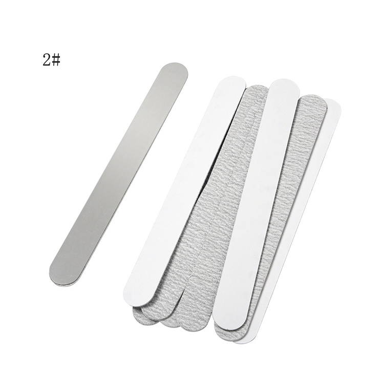 Durable replaceable sandpaper private label half moon 180/240 grit nail file professional metal stainless steel nail file