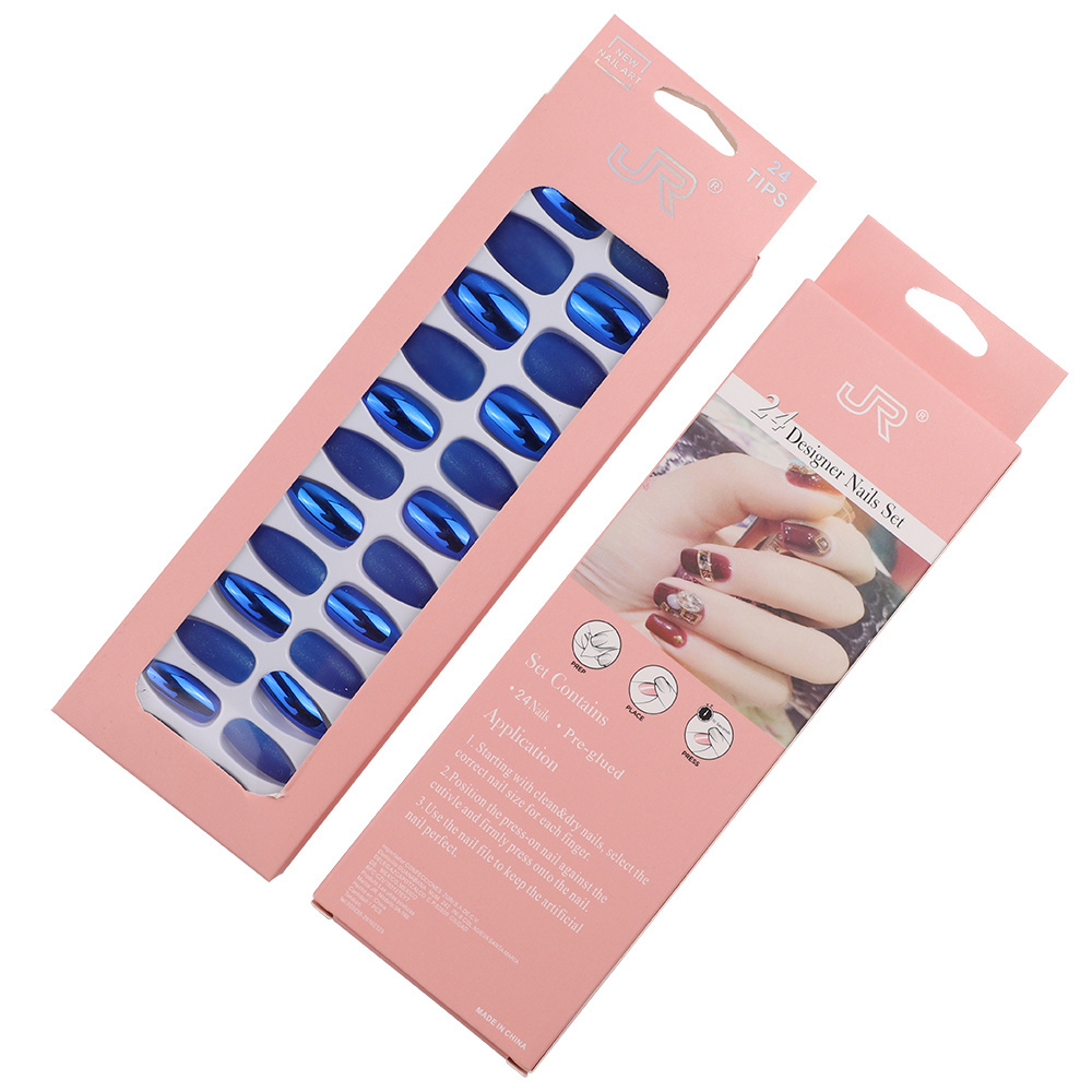 24pcs/box Packaging Press on Nail Wholesale Nails Matte Gel Polish UV Press On Coloured Pre-Glue False Nails