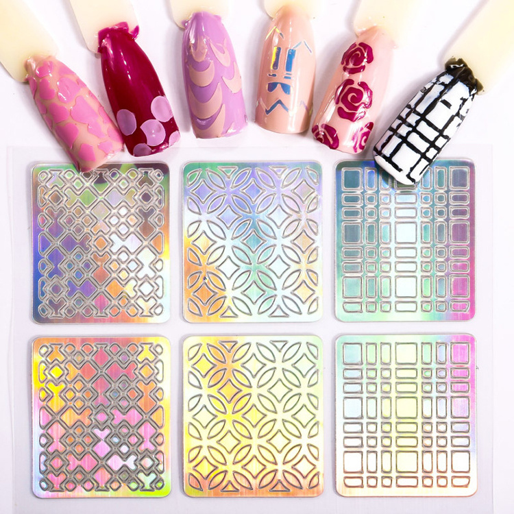 24PCS/set hollow finger nail printing nail polish vinyl wraps custom kids gel nail wraps