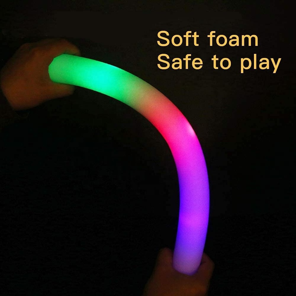 Custom logo 3 Modes Colorful Flashing Glow Batons Light up Foam Sticks LED Foam Glow Sticks Glow in The Dark Party Supplies