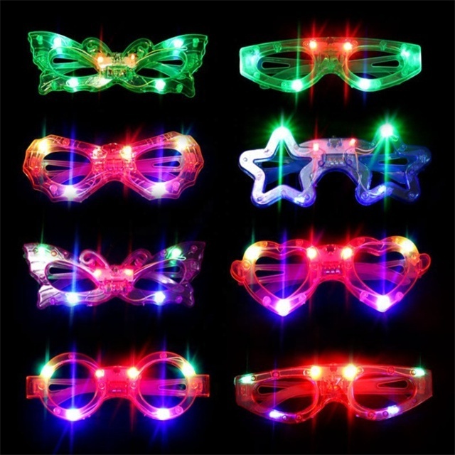 LED Glasses 7 Shapes 6 LED Glow in the Dark Party Supplies Favor for Kids Adult Light up Toy Glasses for Birthday Christmas