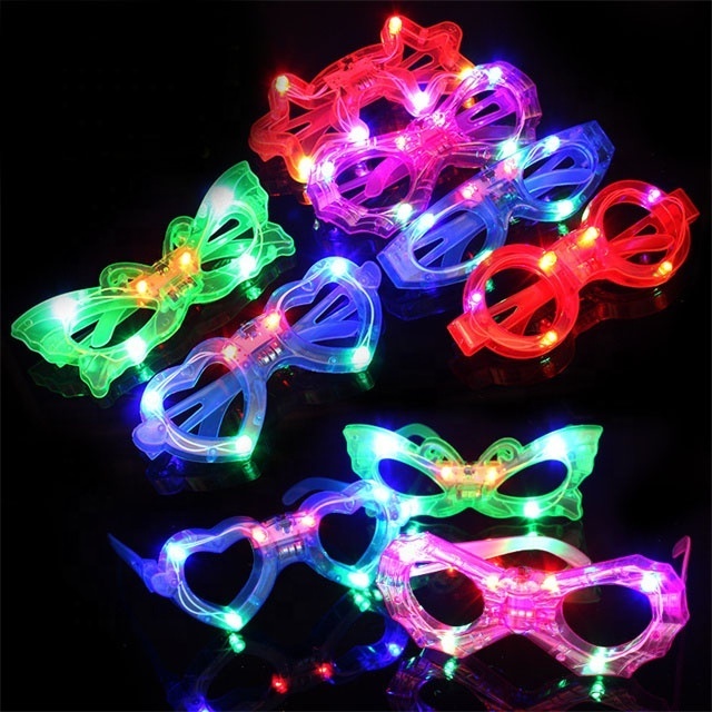 LED Glasses 7 Shapes 6 LED Glow in the Dark Party Supplies Favor for Kids Adult Light up Toy Glasses for Birthday Christmas