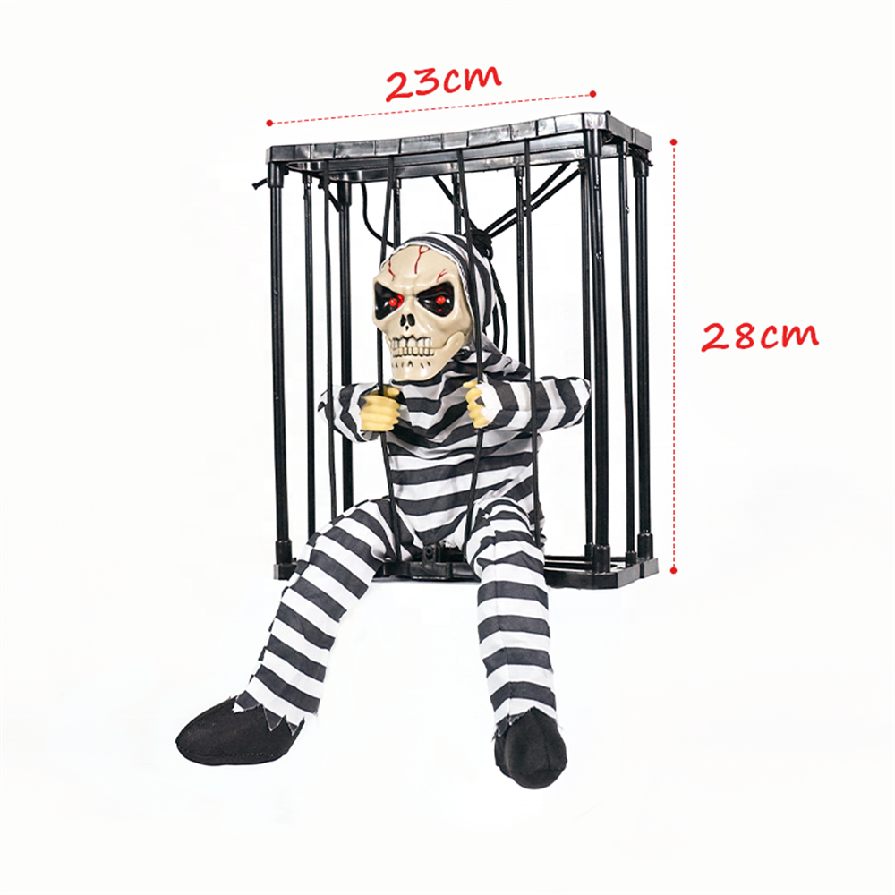 Hot sale Horror Prisoner Props Tricky Toy Infrared Induction Luminous Sounding Prison Death Hanging Ghost halloween Party Decor