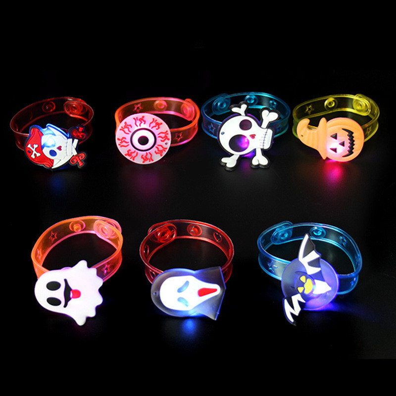 Halloween Party Favors Flashing Ring Bracelets Necklace Trinkets Glow in The Dark LED Finger Lights