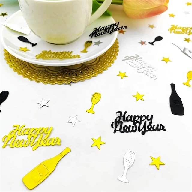 2023 New Year Confetti Glitter Metallic Foil Table Scatters Confetti for Party Decorations DIY Happy New Year Party Decorations