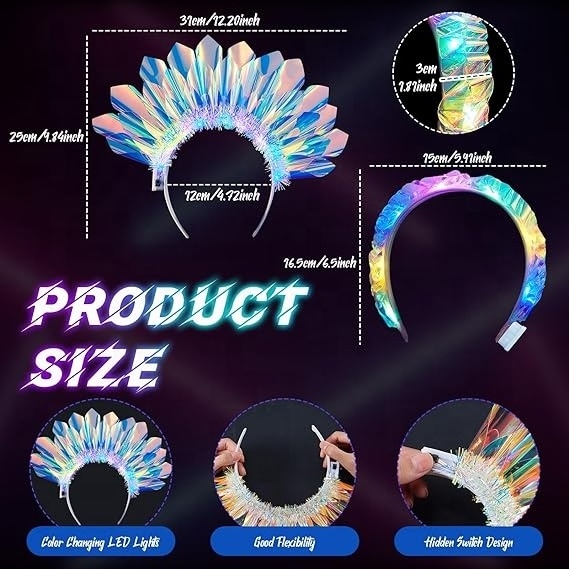 Hot sale Headband LED Flash Glowing Hair Band Laser Hair Hoop Tiara Luminous Headband Nightclub Party Festival Costume