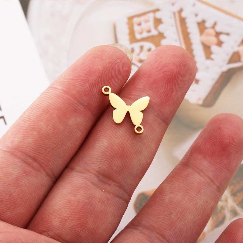 2023 Wholesale DIY Pendant Accessory Butterfly Charms For Jewelry Making Stainless steel Butterfly Charm Double Hoop Pendant