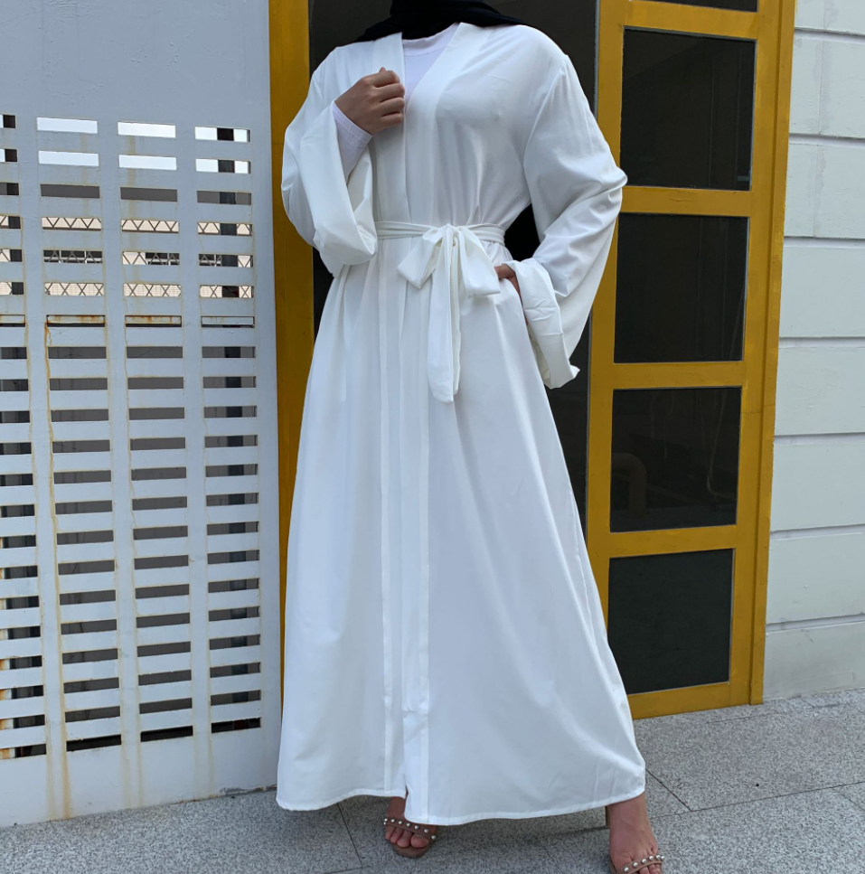 Wholesale Arab Turkish Dubai Long Muslim Dress Women Islamic Dresses Plain White Color Latest Designs Pray Simple Black Abaya