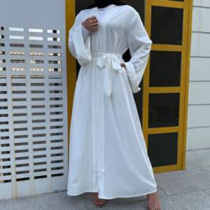 Wholesale Arab Turkish Dubai Long Muslim Dress Women Islamic Dresses Plain White Color Latest Designs Pray Simple Black Abaya