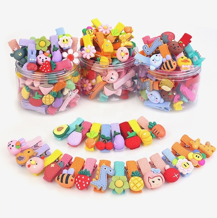 Wholesale 26Pcs/Set Cute Cartoon Hairpin Baby Fruit Mini Hair Claws Gift Girls Handmade BB Clips Kids Headdress Hair Clips