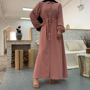 Luxury turkish abaya solid color full button slim dress long skirt abaya muslim dress islamic clothing for women