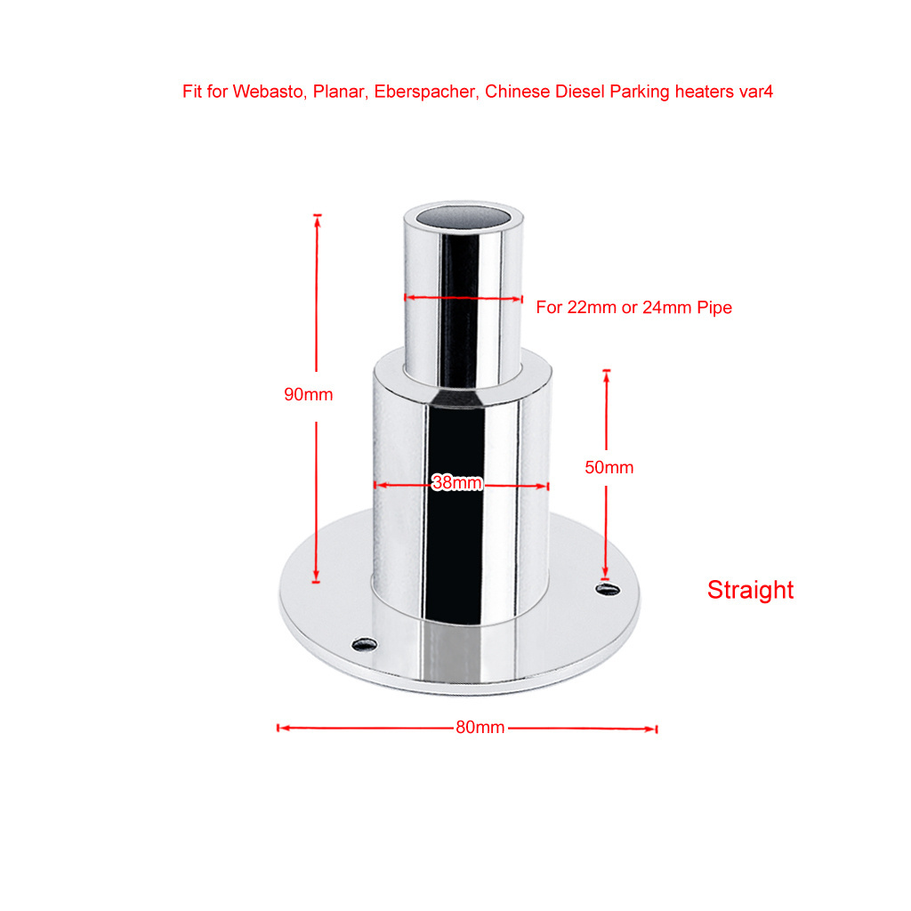 Stainless Steel Thru Hull Exhaust Skin Fitting Tube Pipe Socket Hardware Parts of Air Diesel Heater For Boat Marine Car Truck