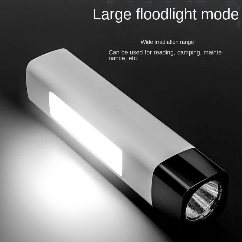 RTS  Outdoor Small Flashlight Abs Strong Light Flashlight Usb Rechargeable Walking Portable Lighting Multi-Purpose Lamp