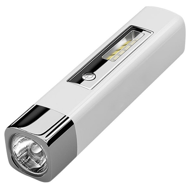 RTS  Outdoor Small Flashlight Abs Strong Light Flashlight Usb Rechargeable Walking Portable Lighting Multi-Purpose Lamp