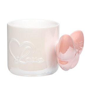 Custom Label 2024 Creative Gift Ceramic Mug 3d Pearl Glazed Bowknot Mug With Wholesaler