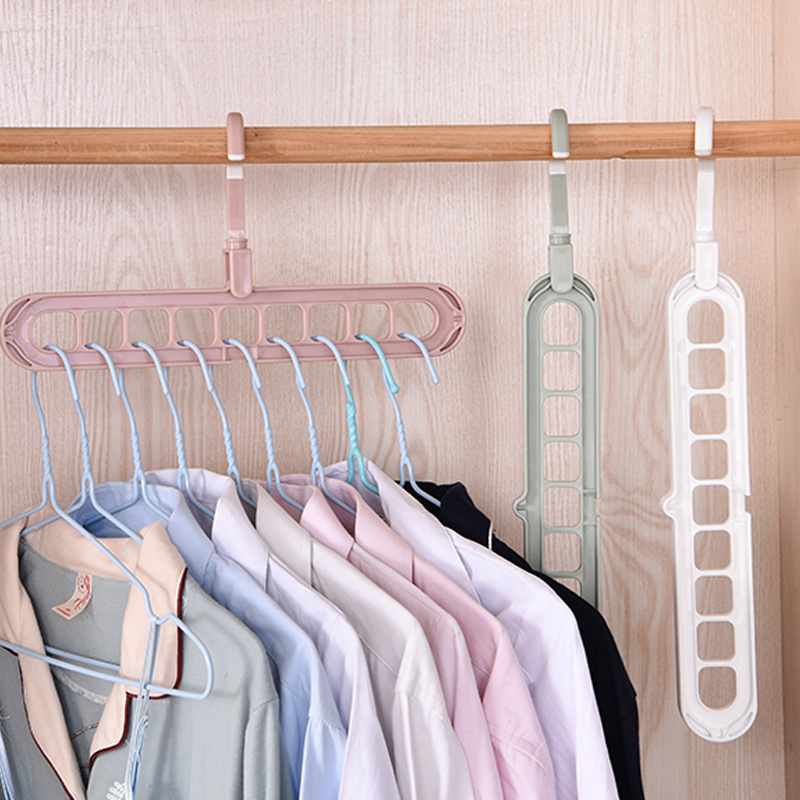 Family 9 in 1 multi port plastic wardrobe saves space folding family storage rack for scarf for belt for clothes hanger