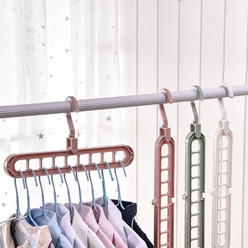 Family 9 in 1 multi port plastic wardrobe saves space folding family storage rack for scarf for belt for clothes hanger