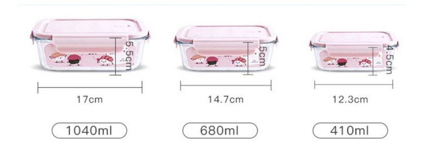 Hot sell Rowell Baby Pink Natural Stacked Keep Fresh Air Tight Airtight BPA Free Square Glass KitchenContainer With Lid