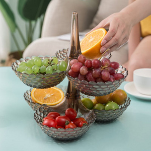 2023 Creative Multi Layers Transparent Plastic Fruit Plate Dish for Food Container Display Stand Fruit Candy Plate