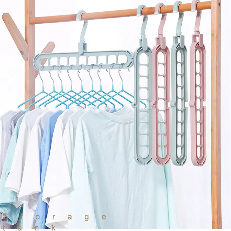 Factory Wholesale 9 Hole Space Saving Magic Plastic Hanger 360 Rotating Plastic Hanger Multi-Function Folding