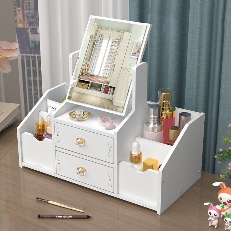 2024 Multifunction Luxury Cosmetic Mirror Drawer Jewelry Box Skin Care Products Lipstick Shelf Desktop Mask Cosmetic  Box