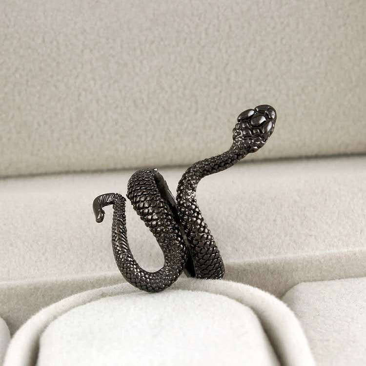 2021 new wholesale exaggerated three-dimensional snake-shaped ring punk retro alloy open ring jewelry