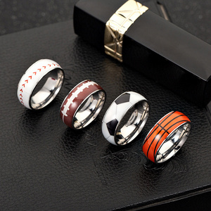 2023 football basketball baseball rugby ring men's titanium steel ring Yiwu jewelry wholesale