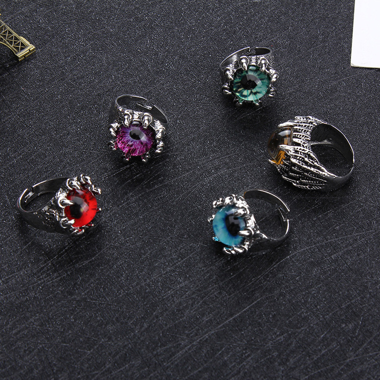 European and American hip-hop snake-shaped opening adjustment rings punk retro fashion color eye ring male