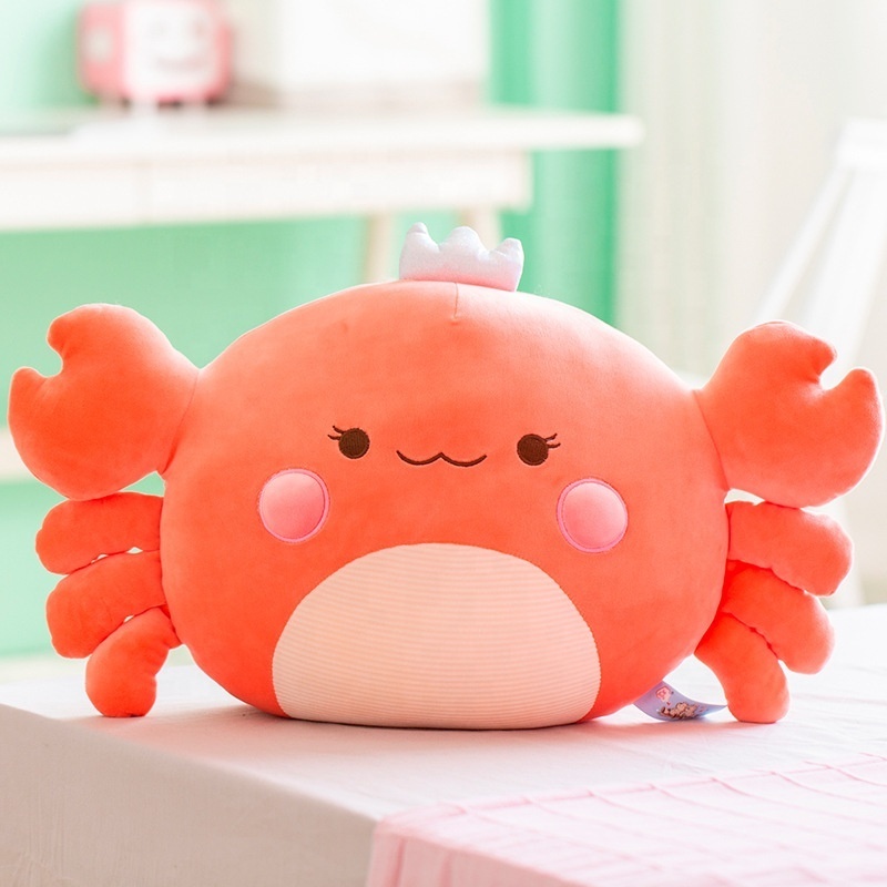 Hot selling toys plush sanrioed orange pink grey purple stuffed crab lifelike plush toy pillow