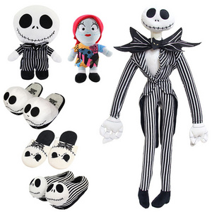 The Nightmare before Christmas Anime Jack Demon Skull Plush Doll Toy Halloween Skeleton Stuffed Plushie Slippers