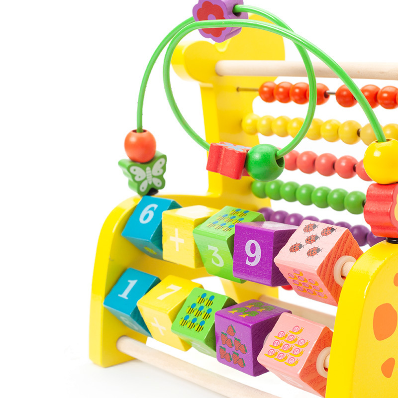 Children Math Numbers Counting Calculating Learning Deer Style Frame With Colorful Wooden Toys educational Abacus