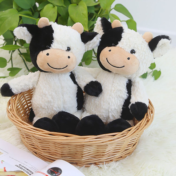 Hot Sale 30 cm Cute Milch Cow Plush Toys Dairy Cattle Black White Ox Stuffed Plushie Dolls Juguete de peluche de vaca